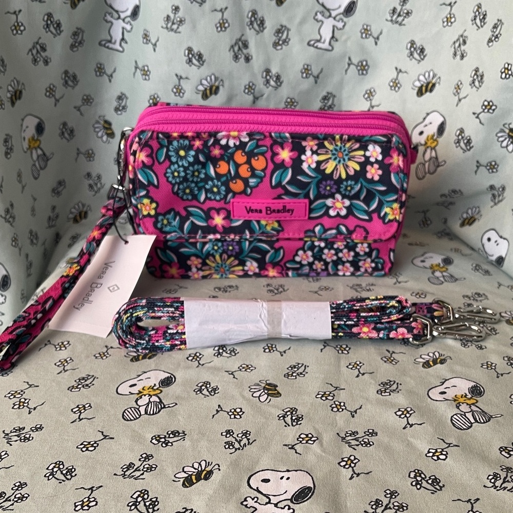 Vera Bradley Pink and Green Floral All in One Crossbody